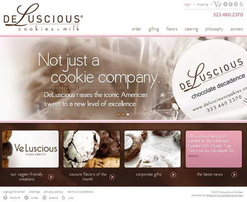 DeLuscious Cookies and Milk open online store using Adrecom e-commerce solution 