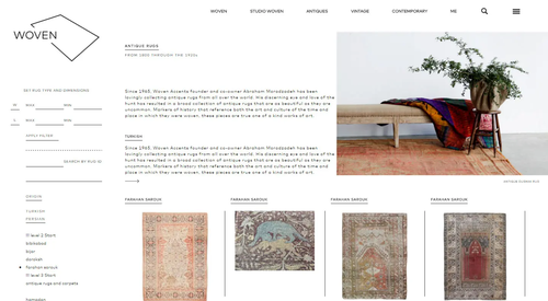 Wovenonline U.S. provider of antique and modern rugs